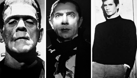 Photos of Frankenstein, Dracula and Norman Bates