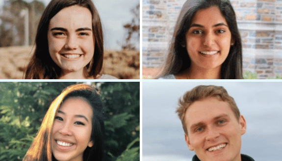 The summer Brodhead fellows: Kristiana Gambuti, Devi Lakhlani, Kevin Solomon and Julia Wang.