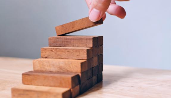 Blocks stacked to make steps.