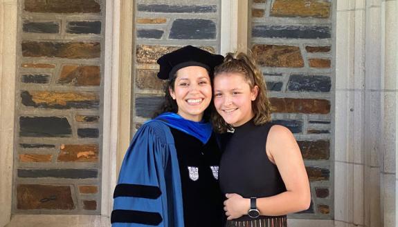 Carina Block and her daughter on her Ph.D. graduation day