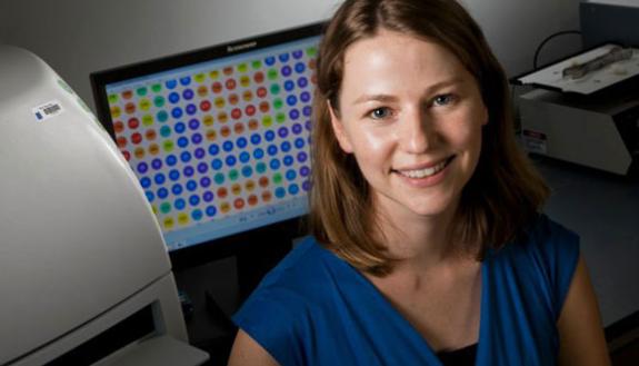 Duke Chemistry Professor Emily Derbyshire is the recipient of AAAS Marion Milligan Mason Award. Photo by Duke University Photography..