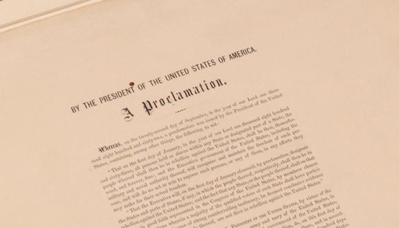 original copy of emancipation declaration on display at Duke
