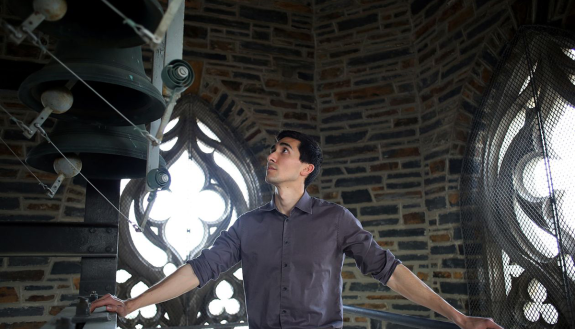Joseph Fala on the Duke Chapel carillion