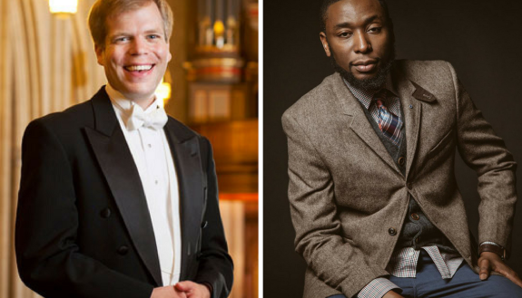 Grammy nominees Christopher Jacobson and Patrick "9th Wonder" Douthit. Douthit photo courtesy Wikimedia Commons via Flowizm