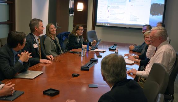 Members of Duke Health System's Quality System Committee brainstorm patient safety measures. Photo by Jonathan Black.