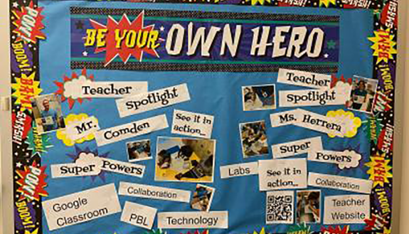 A bulletin board in Herrera's classroom.