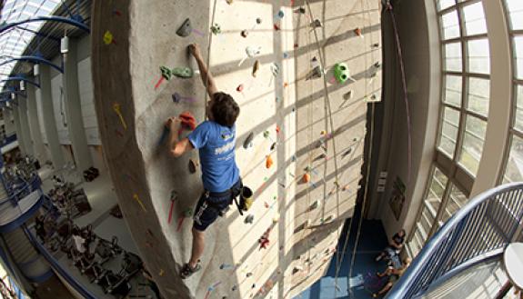 LIVE FOR LIFE’s Fit in 15 program encourages faculty and staff to find any way to exercise, from rock climbing to swimming, yoga or walking. Photo courtesy of Duke Recreation.