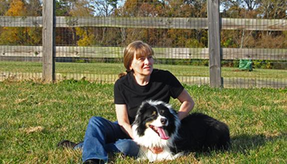 Melissa Pascoe isn't the only one her household to come to Duke. She once enrolled her Australian shepherd Bruce in a research study at the Duke Canine Cognition Center. Photo courtesy of Melissa Pascoe.