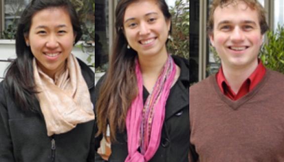 The 2013-14 Hart Fellows: Grace Zhou, Jocelyn Streid and Lewis Purcell