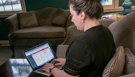 Sonja Likness uses LastPass while working from her office in January. Photo by Megan Mendenhall.
