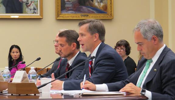James Luther testifies before a congressional committee on oversight of federally funded research. Photo by Alyssa Dack.