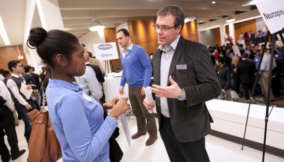 Attendees meet at the Tech Connect Conference in Gross Hall. Photo courtesy of University Communications.