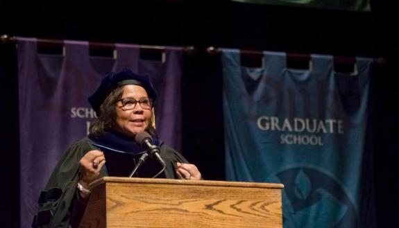 Paula McClain at Graduate School convocation