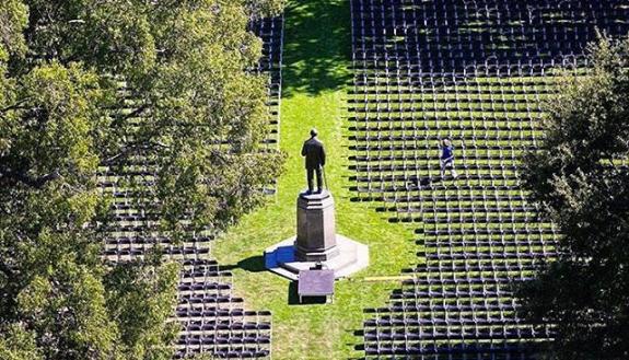 Some 3,000 seats are set up for the inaugural ceremony. Photo by Duke Photography