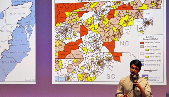 Bryan Dinner presents research on economic development in Appalachia. All photos from the Social Science Research Institute