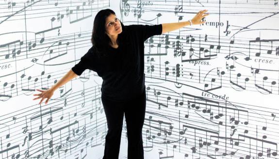 Photo by Chris Hildreth. The "background music" is from Brahms' Six Pieces for Piano, Op. 118, which includes the intermezzo Nimmi Ramanujam was learning at the time.