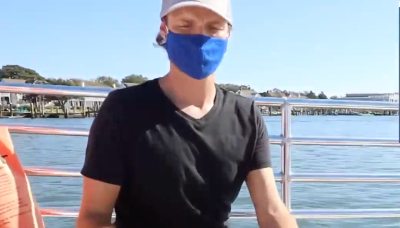 duke student preparing oyster bed