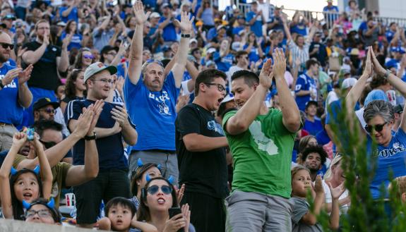 Fans cheer on Duke during Saturday's victory against North Carolina A&T. Photo by Chris Hildreth.