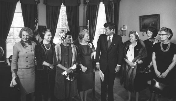 Eleanor Pressly and other NASA women with JFK