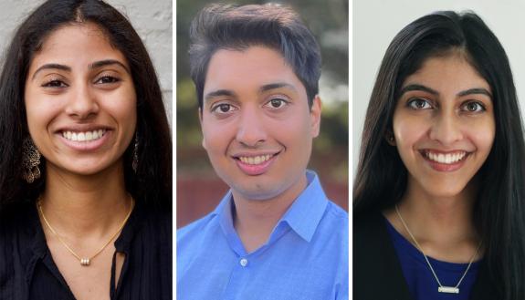 Samvid Scholars: Rasheca Logendran, Sahil Sandhu and Sujal Manohar.