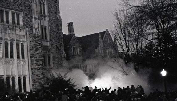 Tear gas on the quad in front of Allen Building in 1969