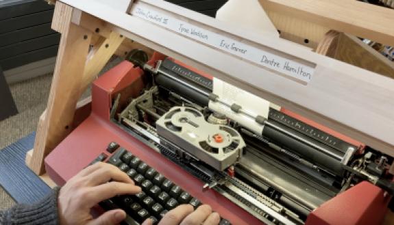 Anechoia Memoriam is a participatory installation for the Selectric Piano, an IBM Selectric typewriter that electromechanically controls an acoustic piano. 