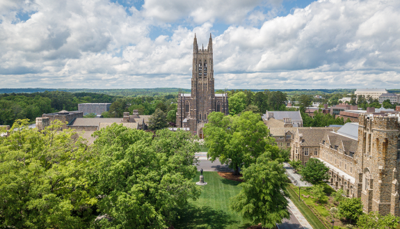 aerial of Duke west campus