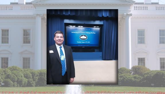 Duke Police Chief John Dailey recently visited the White House as part of a national conversation about community policing. Inset photo courtesy of John Dailey.