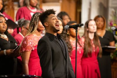 The NCCU Vocal Jazz Ensemble performs at the Duke MLK commemoration Sunday in Duke Chapel.