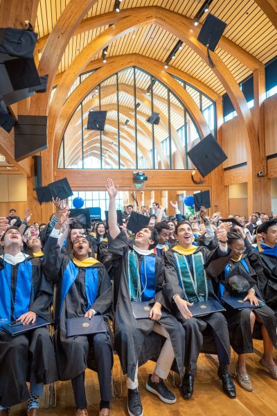 DKU students celebrate their official graduation at the Karsh Center on Duke’s campus. Photo by Bill Snead.