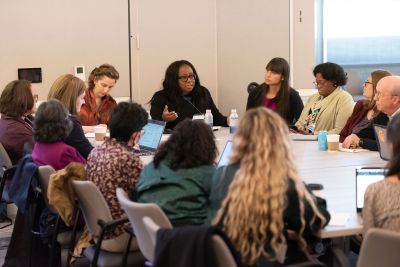 Nadine Barrett, PhD, associate professor in the Department of Family Medicine and Community Health, speaks to a breakout group.