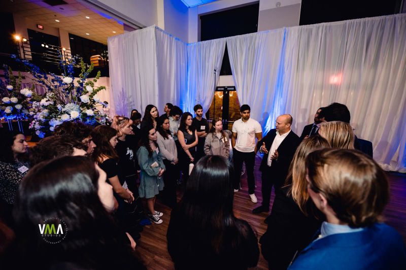 Naftali Bennett talks with students and guests during his visit to Duke. Photo by Aaron Lurie, VMA Studios