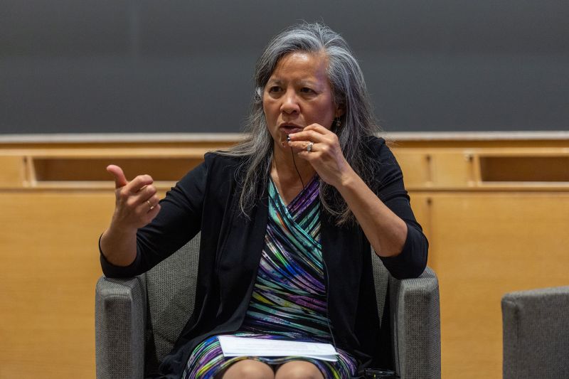 Dr. Jennifer Lawson at Friday’s panel on climate and health issues. Photo by Megan Mendenhall/University Communications.